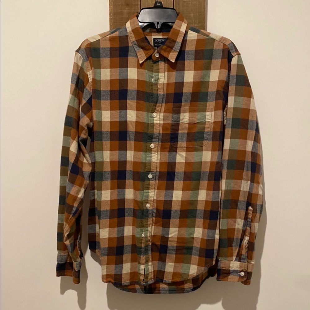 J. Crew Brown and Green Casual Button Down Shirt